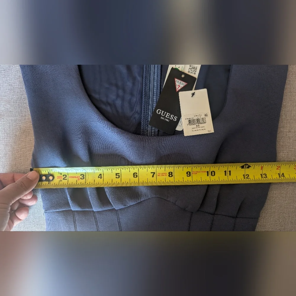 NEW! GUESS Womens Lenzing Ecovero Sleeveless Laurette Mini Dress Washed Out Navy - Picture 16 of 16